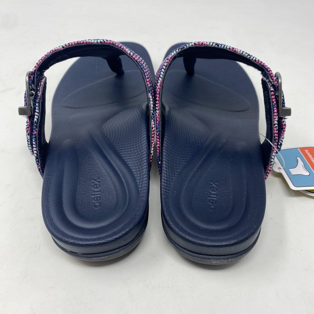 Aetrex Rita Toe Thong Sandals Women's US Size 5 - 5.5 Navy Blue and Purple - Picture 5 of 7